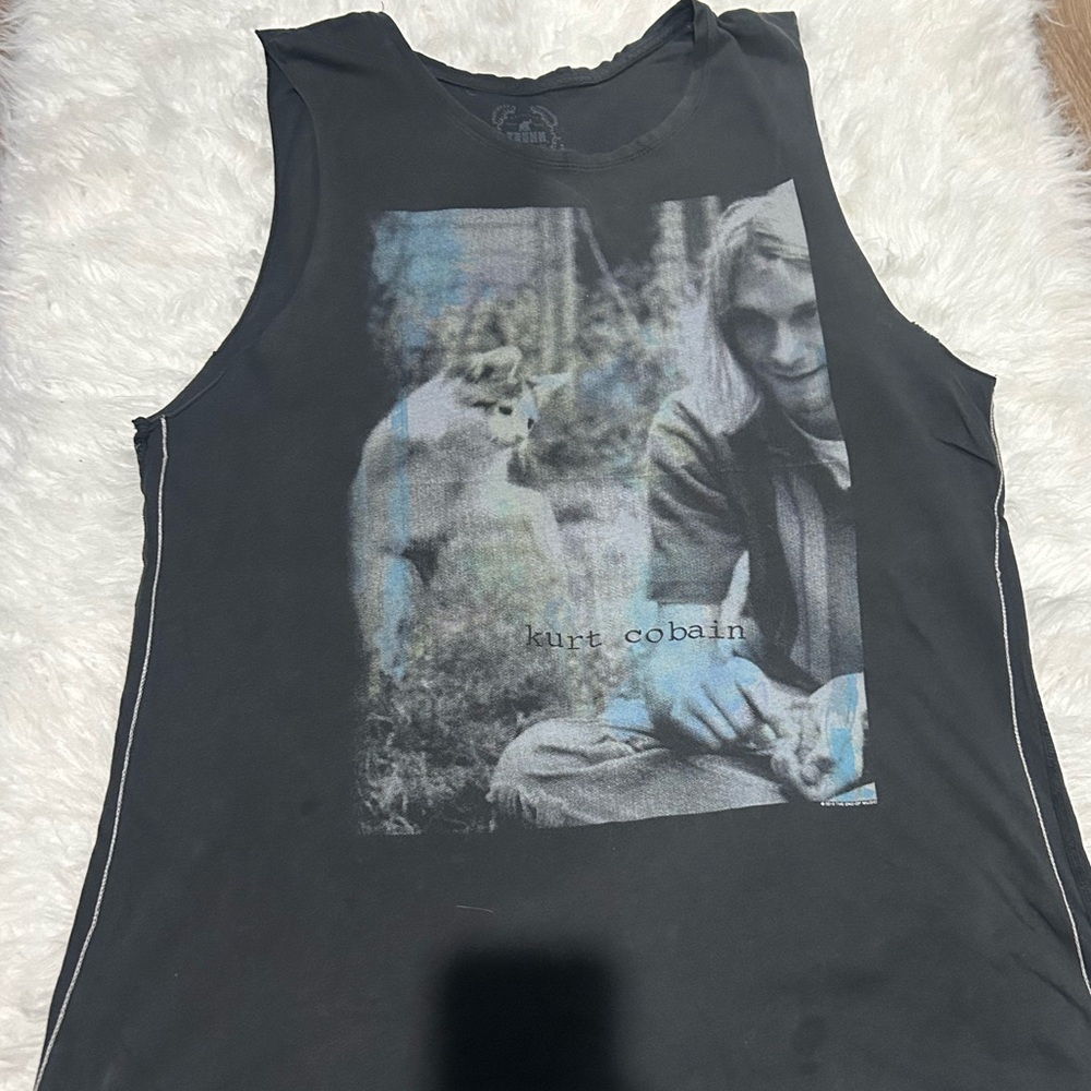 Vintage Sleeveless Kurt Cobain Charcoal Graphic Tank TShirt
